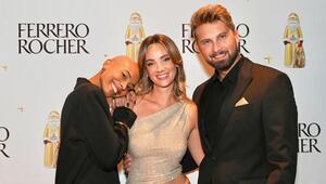 Dominik Stuckmann mit seiner Frischverlobten Anna Rossow (Mitte) und Gratulantin Sharon Battiste.